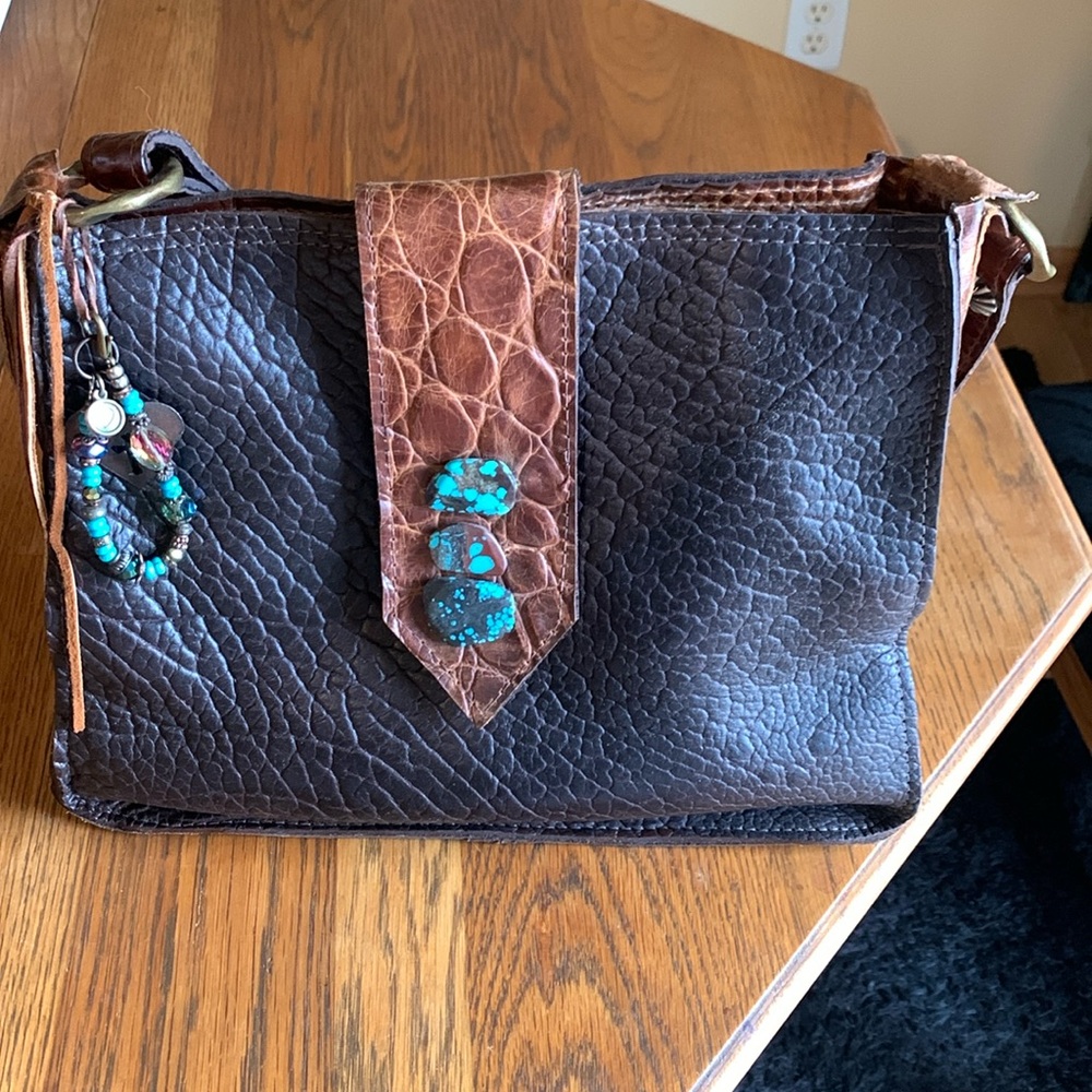 Eternal Perspective Buffalo leather handbag with bling